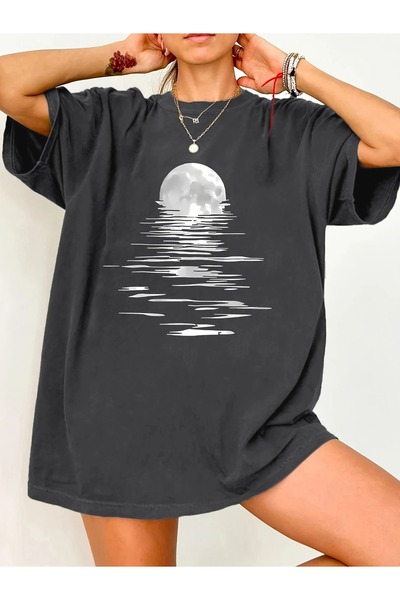 WOODROFFE Tricou Yakamoz imprimat afumat pentru damă, oversize, lejer