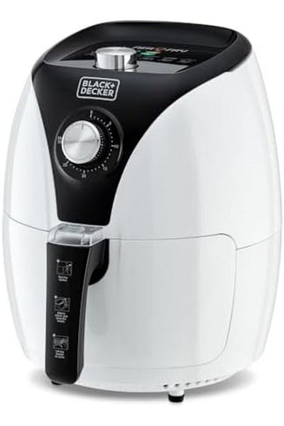 Blackdekor Black+Decker 2.5L 1500W Manual Aerofry Air Fryer With Rapid Air Convection Technology, White/Black -