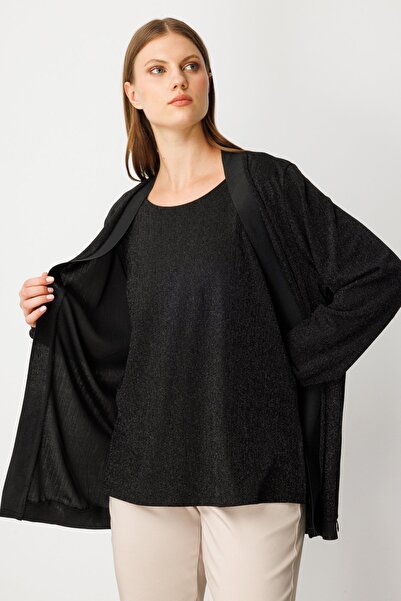 ON 51902 Cardigan with Black Striped Edges Long Cardigan
