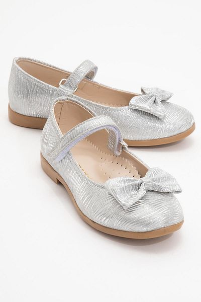 CCWAY AYAKKABI Children's Ribbon Shoes 26-30 Silver