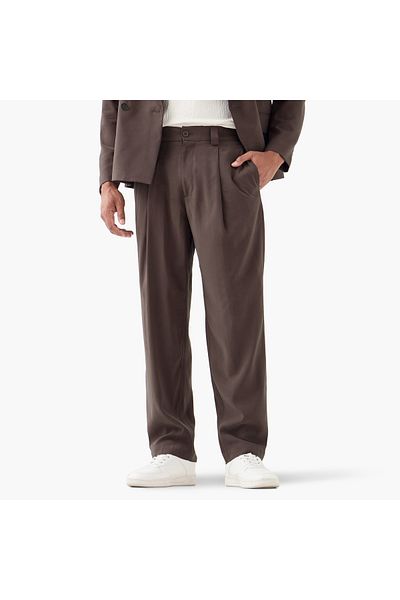 Iconic Relaxed Fit Pleated Pants with Pockets