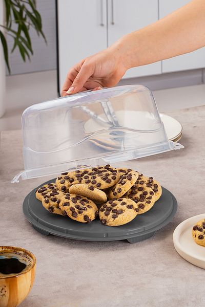 Porsima 1091 Round Cake Pastry Pie Storage Container - Transporting Pan with Locking Lid 25 cm