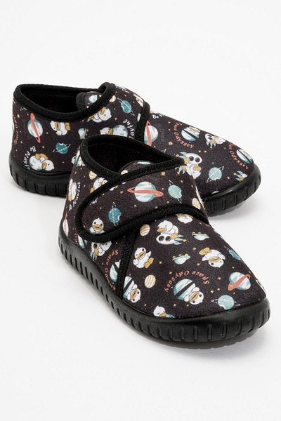 CCWAY AYAKKABI Children's Velcro Home Shoes Black