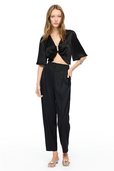 Perspective Black Gemas Regular Fit High Waist Trousers