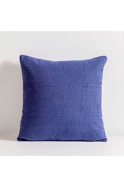 Danube Home Gleam Dyed Waffle Weave Cushion Cover - Navy Blue - 45x45 cm | Cotton Couch Pillow Cover