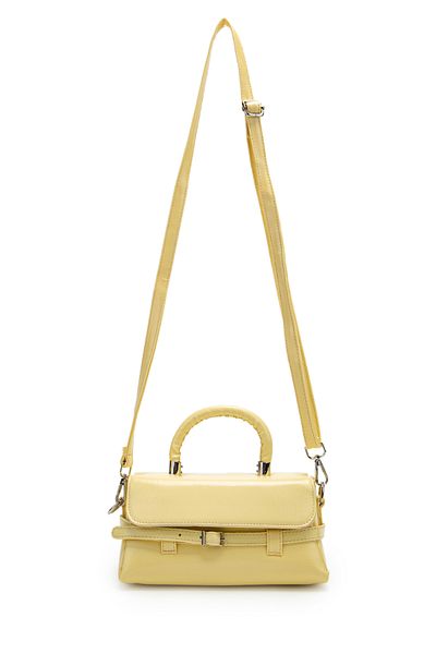 minebag Γυναικεία τσάντα χιαστί Nora Butter Yellow με λεπτομέρεια από συνθετικό δέρμα