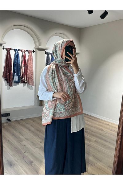 Merwiss Ethnic Pattern Soft Milano Orange Shawl