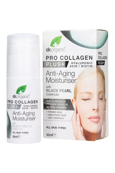 Dr. Organic Crema de fata hidratanta anti-imbatranire cu perle negre Dr Pro Colagen Plus 50 ml