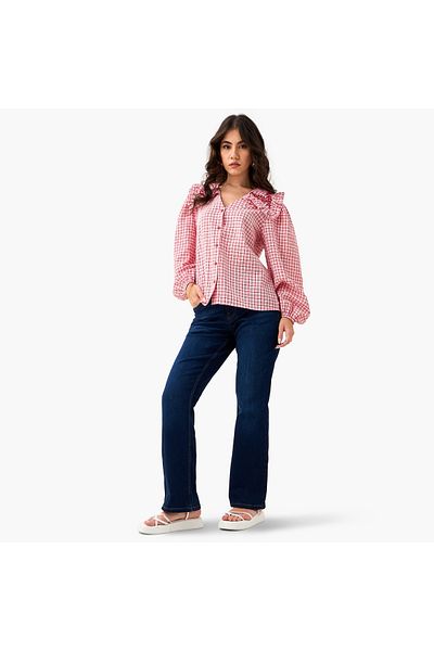 Lee Cooper Checked and Embellished Top