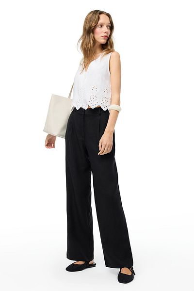 Perspective Linen High Waist Wide Leg Pants