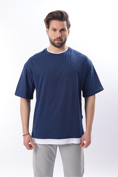 Madmext Ανδρικό μπλουζάκι Oversize Navy Blue 4978