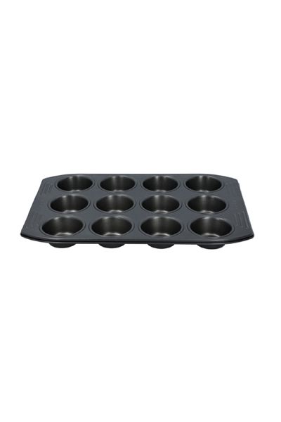 TEFAL Easy Grip Carbon Steel 12-Muffin Tray Black 26.5 x 39.5cm