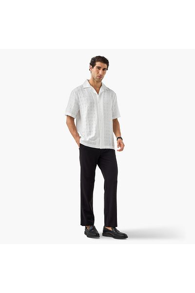 Iconic Iconic Textured Shirt with Short Sleeves