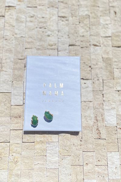 PALM MAMA JEWELRY Casual Stylish Green Gold Stainless Steel Curved Hoop Earrings