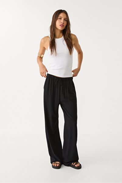 Stradivarius Linen Blended Loose Cut Trousers