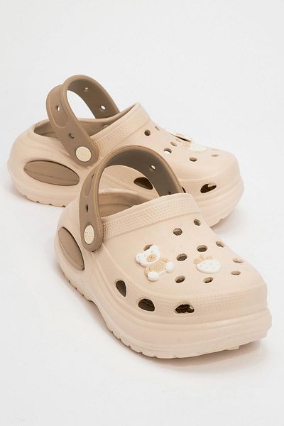 CCWAY AYAKKABI Children's Sabo Slippers 31-35 Ecru Sand