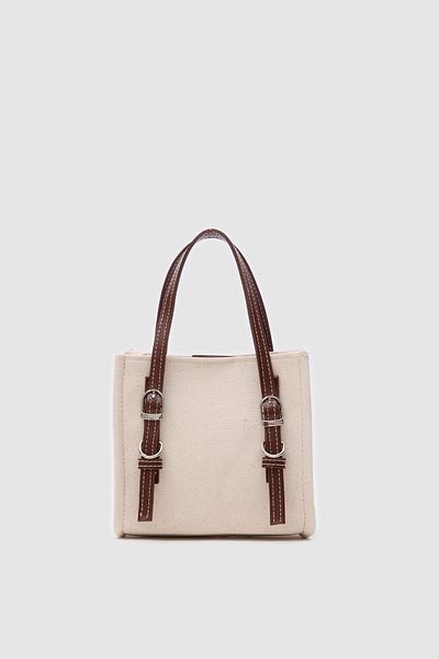 Shule Bags Geantă de mână și crossbody cu centură garnită de lux cremă
