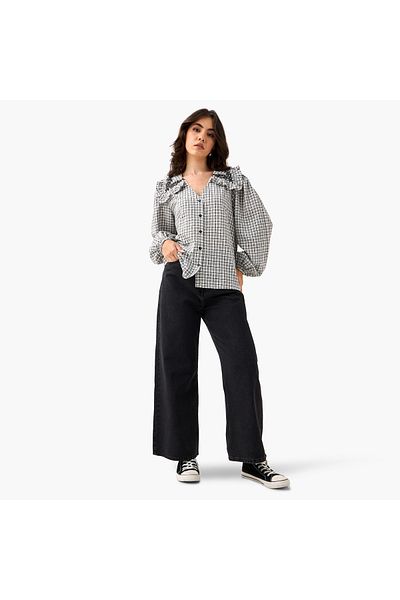 Lee Cooper Checked and Embellished Top