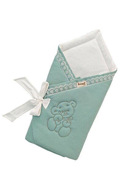 Tomuycuk Teddy Bear Embroidered 100% Cotton 85X85Cm Baby Blanket | Girls Boys Seasonal Sleeping Swaddle