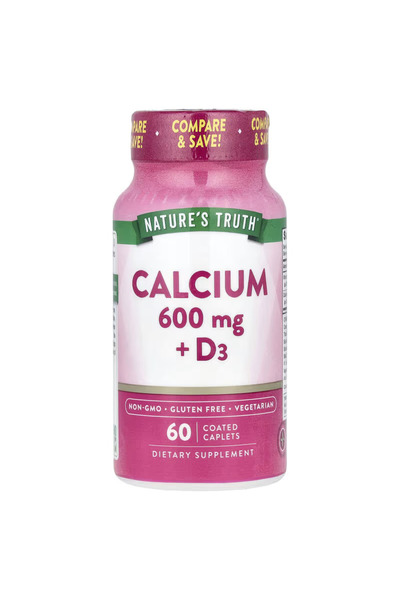 Nature's Truth كالسيوم 600 ملغ + د3، 60 كبسولة، 60 حصة