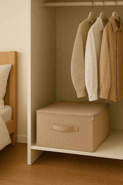 HomyJRs Υποστηριζόμενος σάκος μεγάλου μεγέθους μπεζ χρώμα – Πτυσσόμενο κουτί αποθήκευσης και οργάνωσης με φερμουάρ