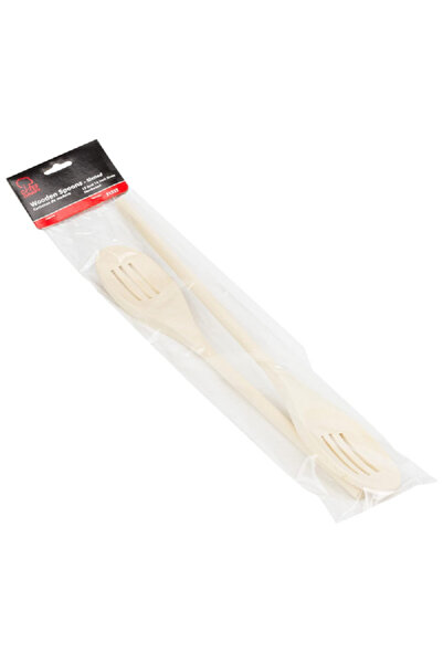 Chef Craft 2-Piece Elegant Design Wooden Slotted Spoon Beige 12/14inch
