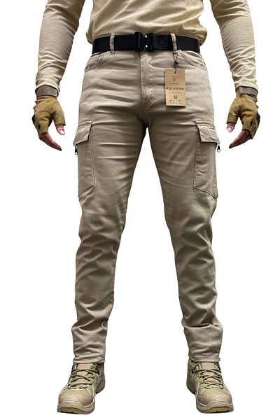 Polviton Men's Cargo Pants Tactical Combat Side Pockets