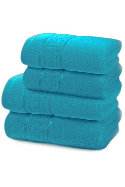 Modis Set 4 Premium Quality Cotton Bath Towels, 50X90 cm, 70X140 cm, Turquoise