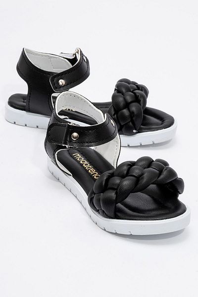 CCWAY AYAKKABI Velcro Braided Children's Sandals 24-29 Black