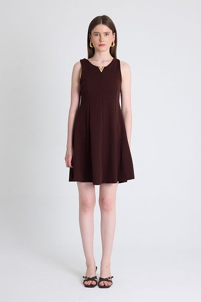 Rays Coffee Accessory Detailed Sleeveless Mini Dress 2238