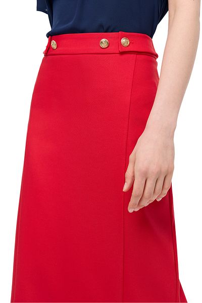 Perspective Red Dellas Regular Fit High Waist Standard Length Skirt