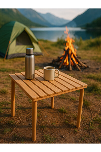PorBig Portatif Ahşap Rulo Kamp & Piknik Masası – Katlanır, Taşınabilir, Şık ...