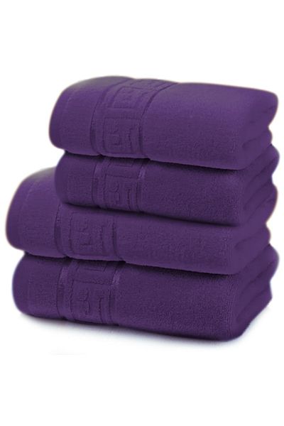 Modis Set 4 Premium Cotton Bath Towels, 50X90 cm, 70x140 cm, Bordeaux