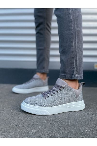 Zerenyus Ανδρικό casual sneaker JY204 Flex Lace-Up Linen - Γκρι