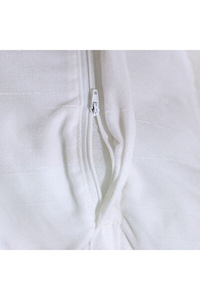 Danube Home Gleam Embroidered Cushion Cover-White/Gold-45x45 cm | Polyester