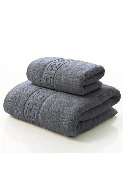 OEM Set 2 Bath Towels, 100% Cotton, 500 gr/mp, 50x90 cm, 70x140 cm, Anthracite