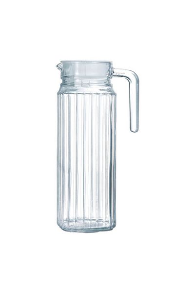 Luminarc Annealed Quadro Dishwasher Safe Glass Jug with Lid Clear 1.1 Liter