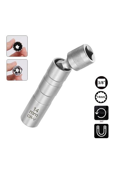 Titi 6361 Magnet Twelve Corner Articulated 3/8" Spark Plug Socket 14 mm