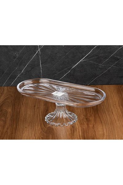 TOHFAT-AL MAIDAH Large oval serving platter with striped base