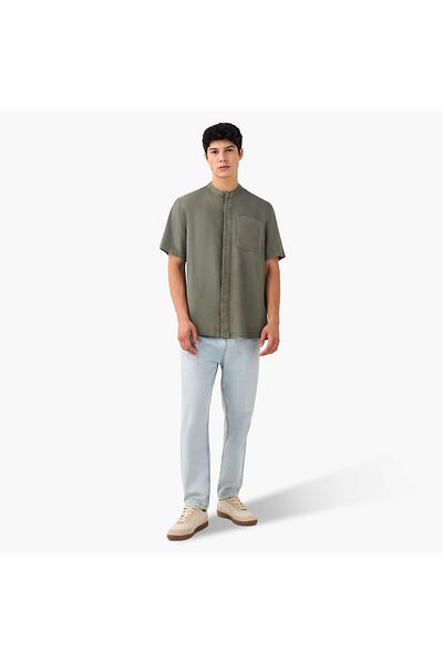 Lee Cooper Regular Fit Mandarin Collar Tencel Shirt