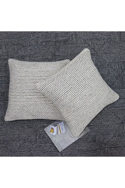 Danube Home Gleam Hand Woven Cushion 50X50Cm Grey/White | 60% Wool +30% Cotton + 10% Polyester
