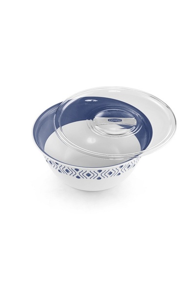 Stefanplast 3-Piece Tosca Multipurpose Plastic Bowl with Lid White and Blue