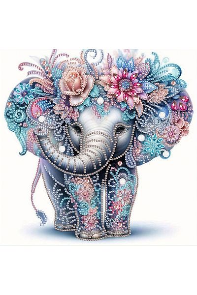 Choice Elephant and flowers DIY Elephant and flowers 5D Special Shape Diamond Art Kits for Beginners,Diamon