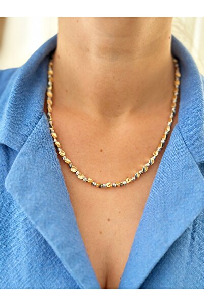 mibrillo قلادة دوريكا فضية اللون وخرز ذهبي