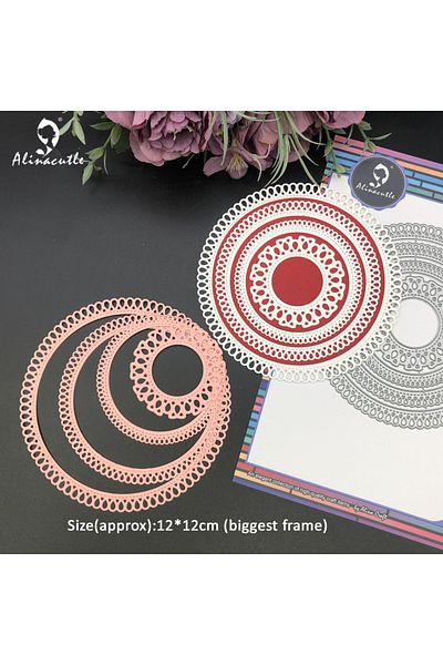 Choice Circle Alinacutle Metal Cutting Die Cut Tear Drop Border Nesting Circle Scrapbook Paper Craft Album