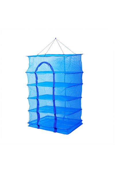 Choice 40cm blue 1pc Nylon Folding Fishing Net Zipper Open Hanging Collapsible Drying Fishing Net Suitable