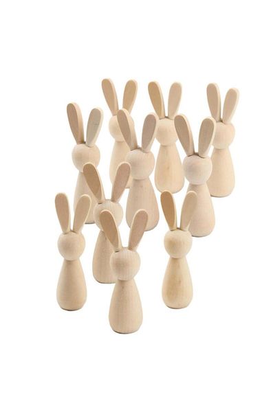 Choice Beige 10Pcs Wooden Peg Dolls Decorations Blank Puppets Rabbit Peg Doll Bodies for Arts Crafts Boys G
