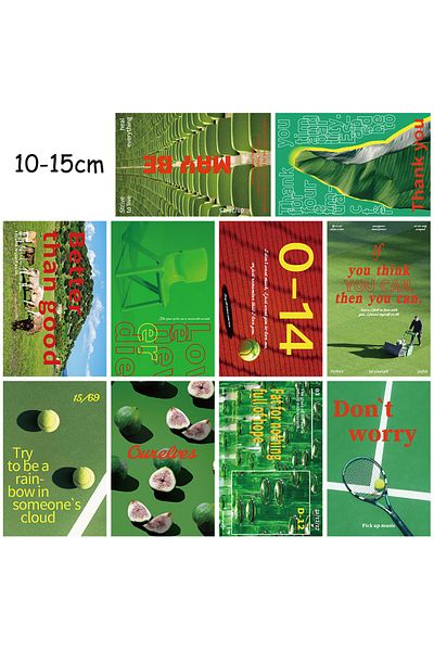 Choice 10PCS 10PCS Retro Green Series Stickers Posters Harajuku Nostalgia Home Gift Room Luggage Greeting F