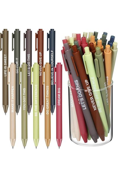 Choice Morandi Color 10 Pcs Gel Ink Pens Inspirational Motivational Quote Pen Retractable Roller Ball Pen