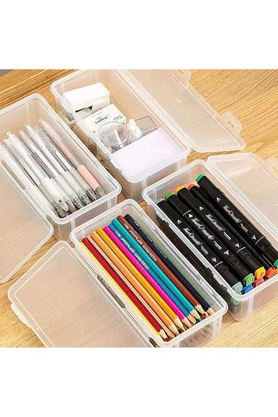Choice 5pcs Transparent Translucent PencCase Large Capacity Lightweight Convenient for School Supplies Stor